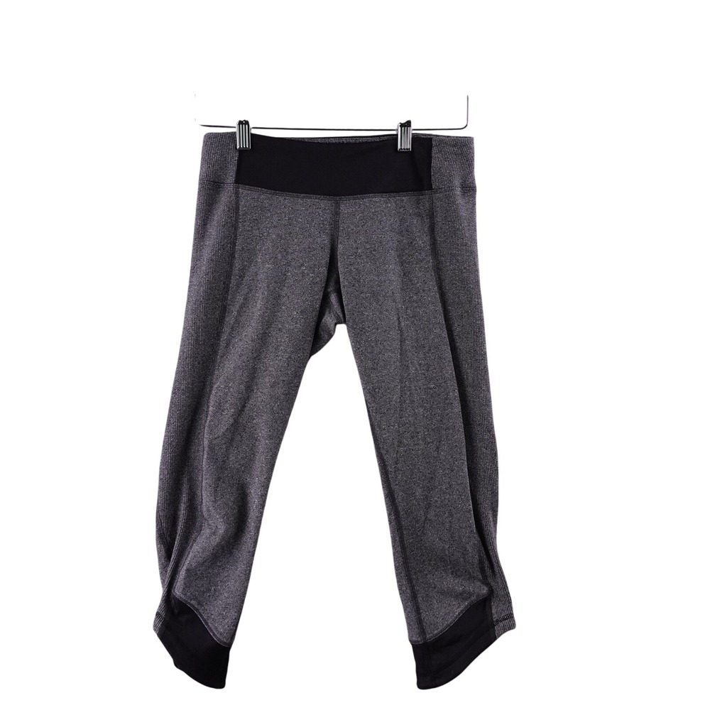 Lululemon Align Crop Leggings Gray Black‎ Women 6 Athleisure Workout Pants Yoga